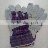 Cow Split Leather Gloves With Patch Palm Stripe Cotton Back thumbnail-5