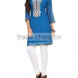 Pakistani Kurtis Glam And Glitter Tunic With Beadwork In White And Copper Front Neck Designs For Kurtis 2016 HSD5443 thumbnail-4