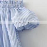 2017 New Fashion Girls Striped off Shoulder Shirt Design With Striola thumbnail-4