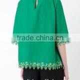 Unique Design Ladies Green Embroidered Blouses Customized thumbnail-2