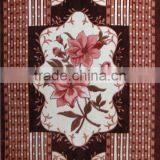 Screen Printed Travel Blanket Floral Woven Embossed Micro Plush Raschel Blanket