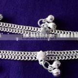 SILVER TONE Chain BELLS Payal ANKLETS Foot Bracelet PAIR thumbnail-2