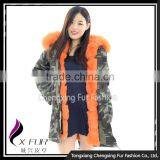 CX-G-P-03B Women Fashion Fur Jacket With Fur Inside Fur Collar Parka thumbnail-1