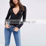 Wholesale Bodysuit With V Neck Long Sleeve And Thong Sexy Photo Women Tight Bodysuit Fitness Clothings thumbnail-2