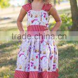 2017 Christmas Girl Party Dress Red Striped Snowman Printed Dress thumbnail-2