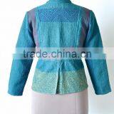 Vintage Kantha Jacket in Viridian Green With Embroidery ~ Extra Large thumbnail-6