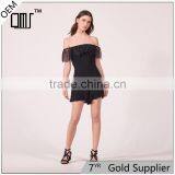 2017 OEM Women Sexy Off-shoulder Lace Neckline and Sleeves Playsuit thumbnail-1