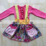 2015 New Product Baby Dress Suit Long Sleeve Top and Pocket Suspender Skirt YW-010 thumbnail-3