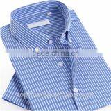 The Best 2016 Short Sleeve Blue Stripe Button Down Collar Italian Men Casual Shirt thumbnail-1