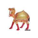 Handmade Wooden Carved Painted Camel India Art Jungle thumbnail-1