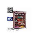 Coffee color folding closed cabinet style metal shoe rack accessories