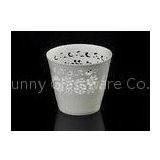 Customize Tealight Ceramic Candle Holder With Hollow Flower Pattern