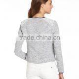 Sexy Womens Leather Trim Cotton Tweed Jacket thumbnail-3