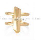 Personalized Gold Brass Bar Rings With Crystal thumbnail-2