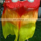 P-9075 New arrival factory customized 1.5m/1.8m 100% silk three colors long belly dance fan veil