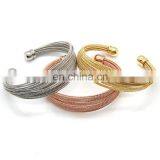 Fashion Jewelry Silver/ Gold/ Rose Gold Twist Stainless Steel Wire Cuff Bracelet
