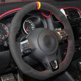 Hand Stitching Black Suede Steering Wheel Cover Strips for Volkswagen Golf 6 GTI MK6 VW Polo GTI Scirocco R Passat CCR-Line thumbnail-4