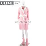 Latest Fashion Pink 100 Cotton Terry Sherpa Coral Fleece Wholesale Bathrobe For hotel