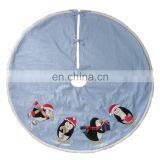 Decorative LED Embroidery Penguin With Hat 3D Scarf Tree Skirt for Christmas thumbnail-2
