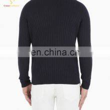 Men Black Turtleneck Rib Stitch Cashmere Sweater thumbnail-2