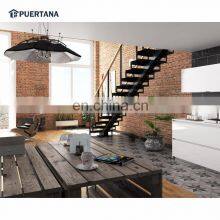 Deluxe Industrial Minimalist Indoor Duplex Straight Staircase Stairs and Modular Stair Case Kits With Wood Treads thumbnail-5