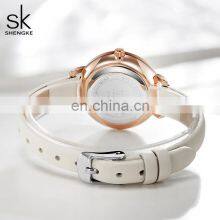 SHENGKE SK0153L Casual Woman White Leather Watches Branded Watches for Girls thumbnail-5