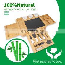 Bamboo Cheese Board Set 3 Slide Out Drawers And Stainless Steel Knife thumbnail-5