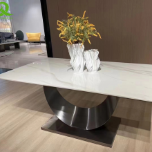 Modern Dining Table Light Luxury Dining Table With Stainless Steel Legs Dining Room Furniture thumbnail-1