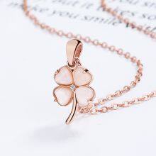 Premium Natural Opal Clover Necklace Four-Leaf Shamrock Pendant Women's Lucky Jewelry for Daily Wear and Celebration thumbnail-4