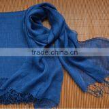 Wholesale Korean Japan Fashion Women Solid Color Plain Tassel France Linen Scarf Shawl thumbnail-5