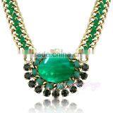Dubai Design Gold Plated Rope Emerald Necklace thumbnail-2