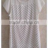 Simple Wave Point Chiffon T-shirt O-neck Girls T-shirt thumbnail-1