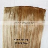 High light 613# 27# best quality human hair clip in half wig