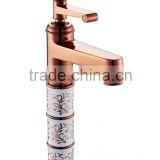 single lever red antique brass ornate basin faucet