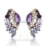 Angel Wings Designs Resin Plant Women Five Colors Glass Stones Stud Earrings thumbnail-4