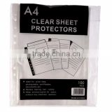 2015 China Supplier PP 11 Hole A4 Clear Sheet Protector Folder For Business