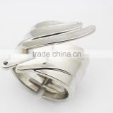 High Polished Stainless Steel Feather Leaves Bracelet Bangle thumbnail-4