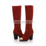 2016 Newest China Wholesale Genuine Leather Women New Design Knee Large Boots High Ladies Shoes