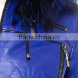 Ocean Blue Faux Fur Leather Coat