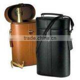 Black Leather Wine Bag,wine Tote,wine Carrier,wine Holder,two Bottle Wine Bag,wine Gift thumbnail-1