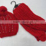 New Designs Bling Knitted Winter Hat and Scarf Sets