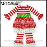 Free Shipping Red White and Green Stripe Girls Christmas Suit