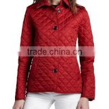 women winter quilted button jacket