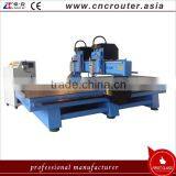 2 Heads 2 Rotary Axis Flat Cylinder Carpentry Engraving Machine CNC Router DSP A18 4 Axis System ZK-1325