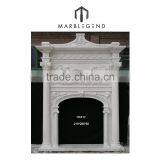 Hand Carving White Marble Flower Design Fireplace Mantel / Surround thumbnail-5