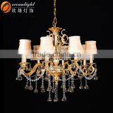 Brass Color 2014 Unique Clear Theresa Crystal Chandelier Lightings With Shade for Europe OMC9007 thumbnail-2