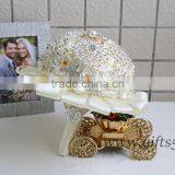 Wedding Bouquet Purple Pink White Roses Bridal Bouquet With Pearls thumbnail-3