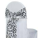 100%Polyester Leopard Flocked Taffeta Chair Sash For Hotel/Banquet thumbnail-1