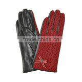 Concise Bowknot Check Pattern Colorful Sheepskin Leather Gloves for Female SL-EW104 thumbnail-5