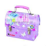 Pink Handle Tin Box With Two Lock